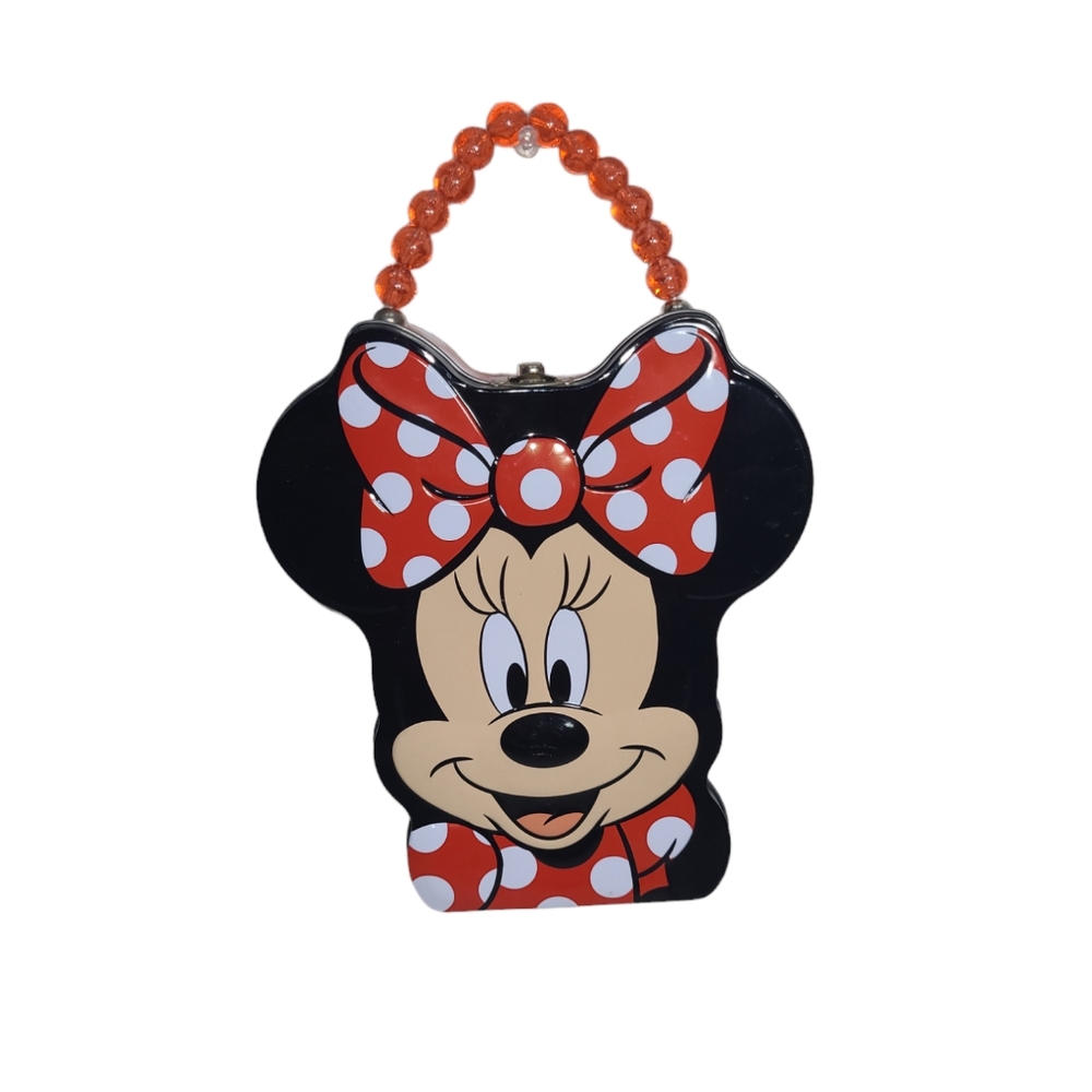 Disney Minnie Mouse Tin Carrier Purse with Beaded Handle 8" × 7"